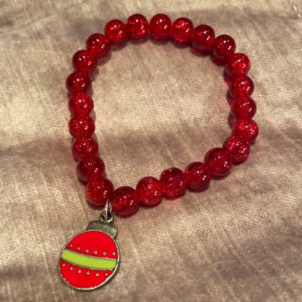Beaded Christmas Ball Charm Bracelet